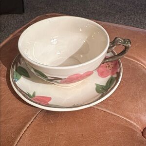 Franciscan Desert Rose Teacup & Saucer Set Pink & Green Cottage Core set5